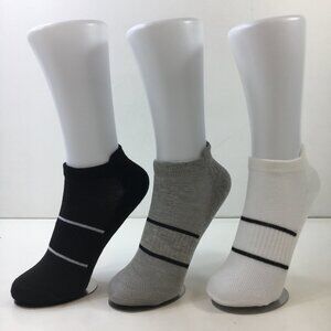 Womens Ankle Socks Set 3 Stripes Black Gray White